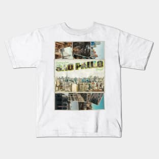 Greetings from Sao Paulo in Brazil Vintage style retro souvenir Kids T-Shirt